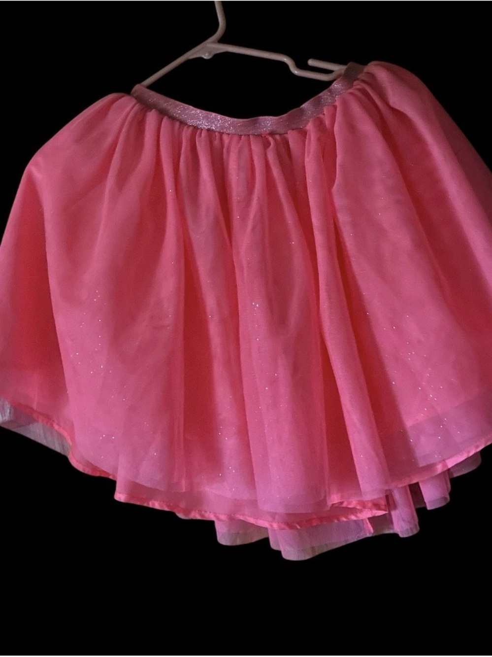 H&M Girls Neon Coral Pink Glitter Tulle Tutu Skirt Size 9-10Y (Height 140cm) - Picture 1 of 4